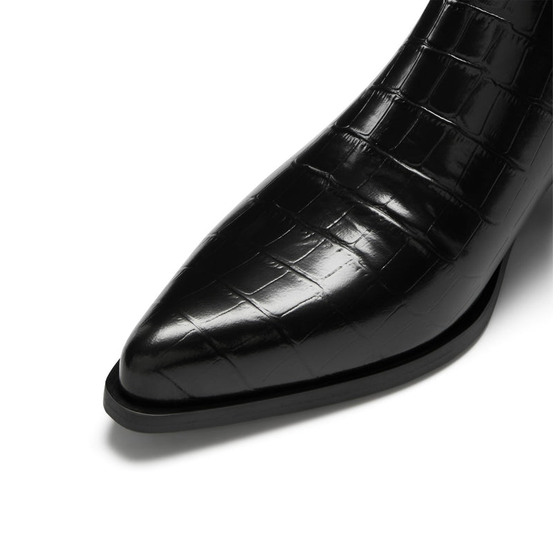 Isabel Bernard Vendôme Amandine croco black calfskin leather boots IB53010-201-36-zoom-