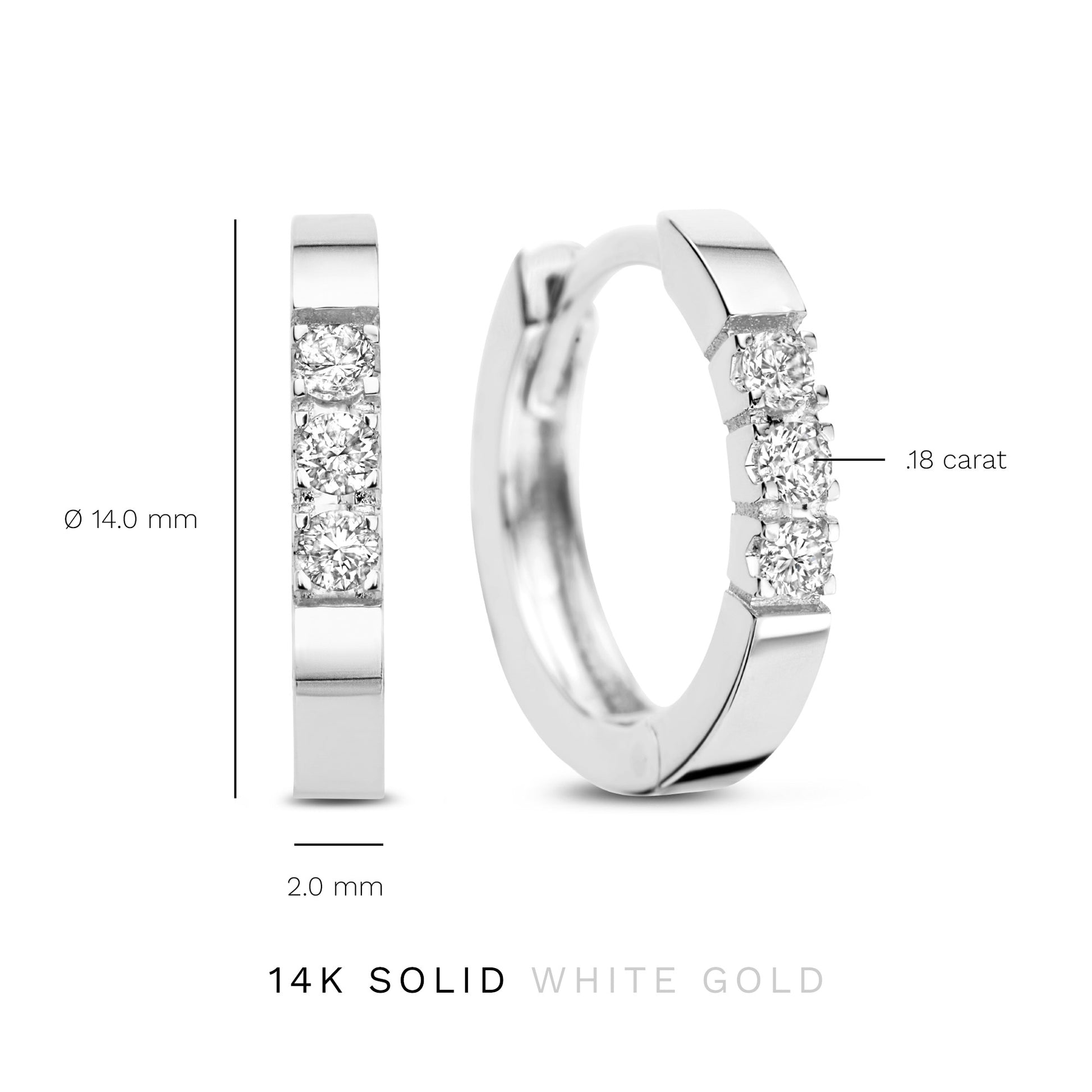 Isabel Bernard De la Paix Madeline 14 Carat Whitegold Hoop Earrings | diamond 0.15 ct | IBD360017