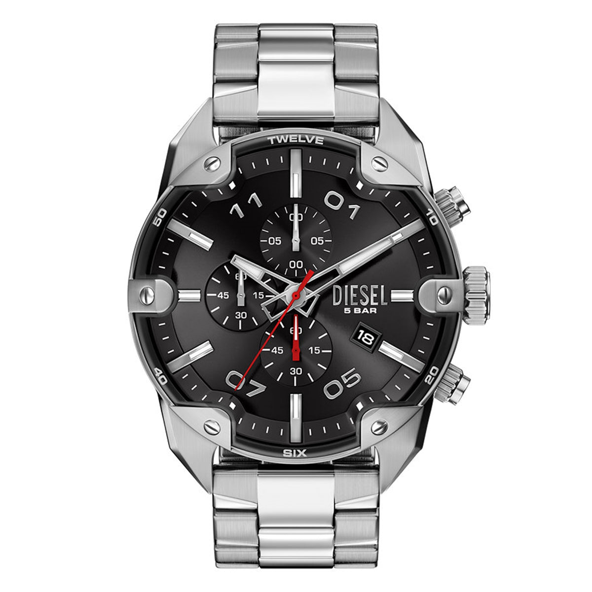 Diesel Spiked Round Black Dial Watch DZ4709