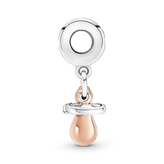 Pandora Moments 925 Sterling Silver Baby Pacifier Dangle Charm Rose Gold Plated 781490C01