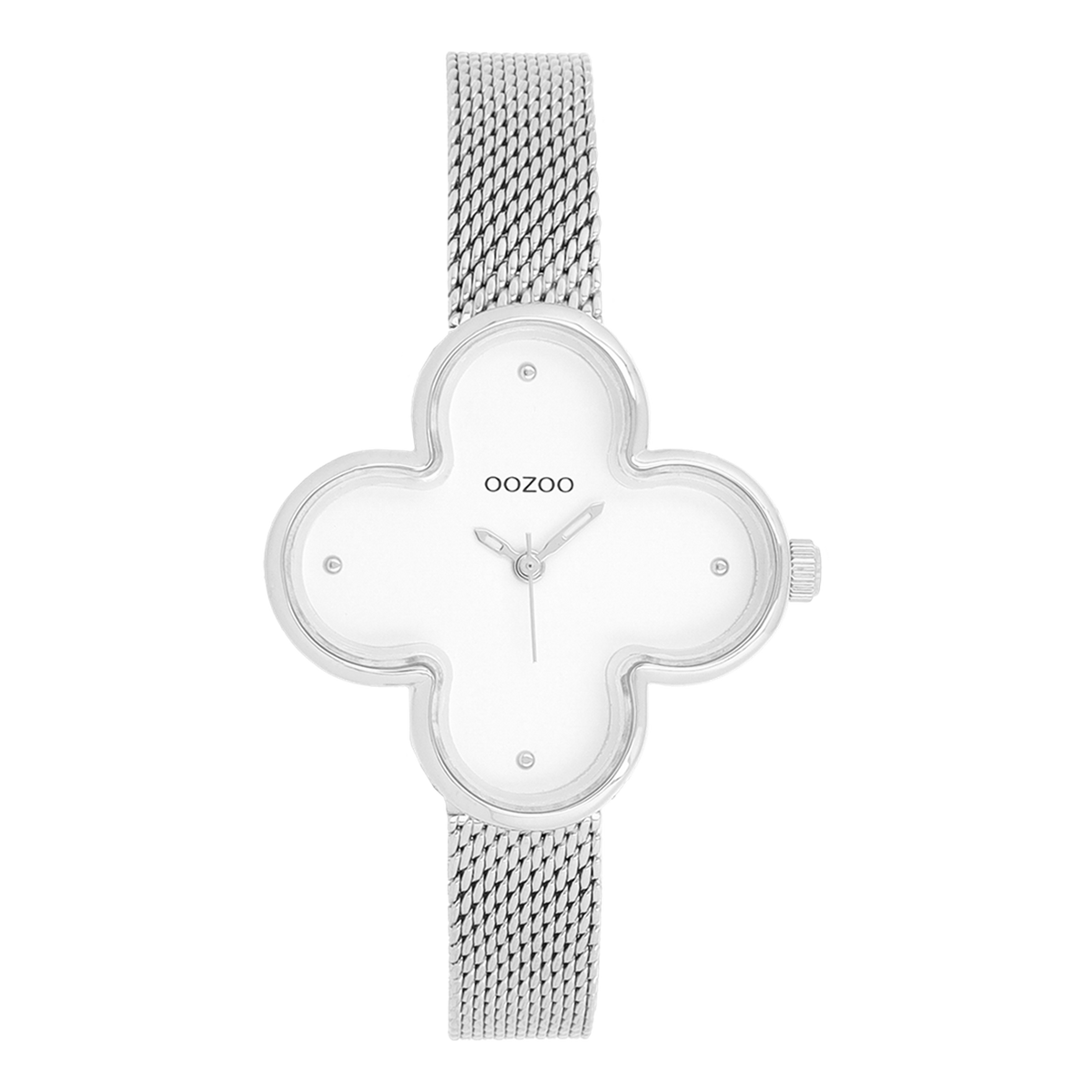OOZOO Timepieces Silver and White Clover Women's Watch C11525
