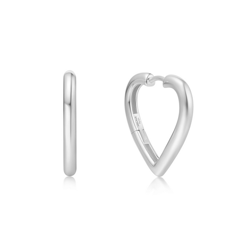 Ania Haie Sunny Sparkler Zilveren Middellange Heart Hoop Oorbellen AH-E064-03H-zoom-
