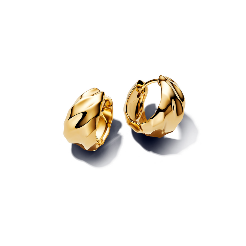 Pandora Essence Gold Plated Rippled Hoop Earrings 263874C00-zoom-