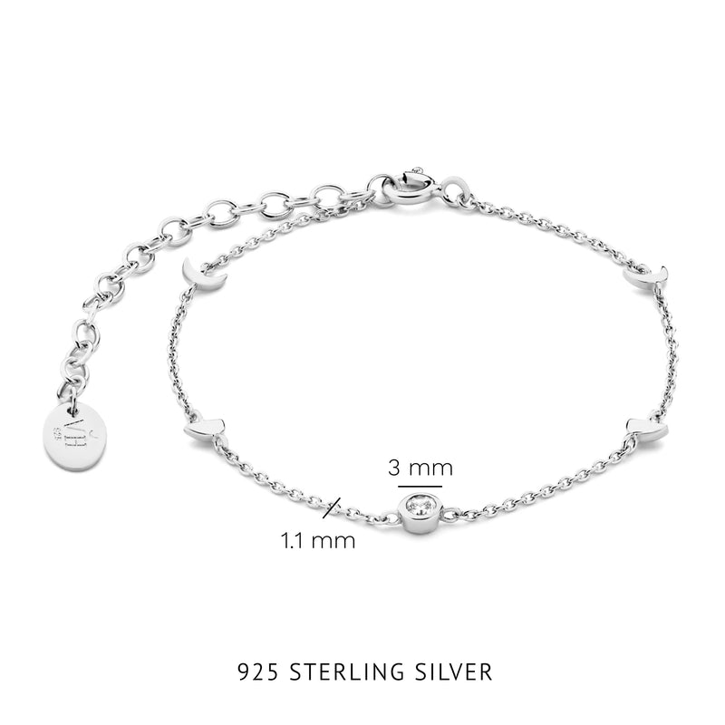 Violet Hamden Luna 925 Sterling Zilveren Armband met Manen en Witte Zirkonia Steentje VH320036-zoom-