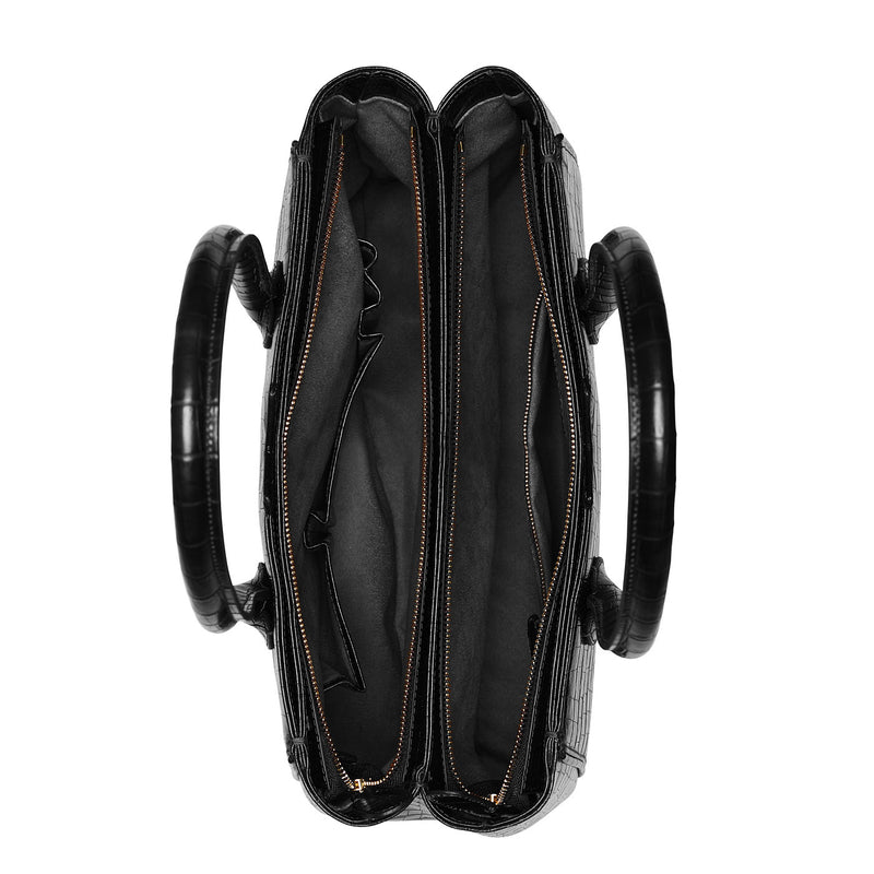 Isabel Bernard Honoré Cloe Zwarte Croco Handtas IB25007-zoom-