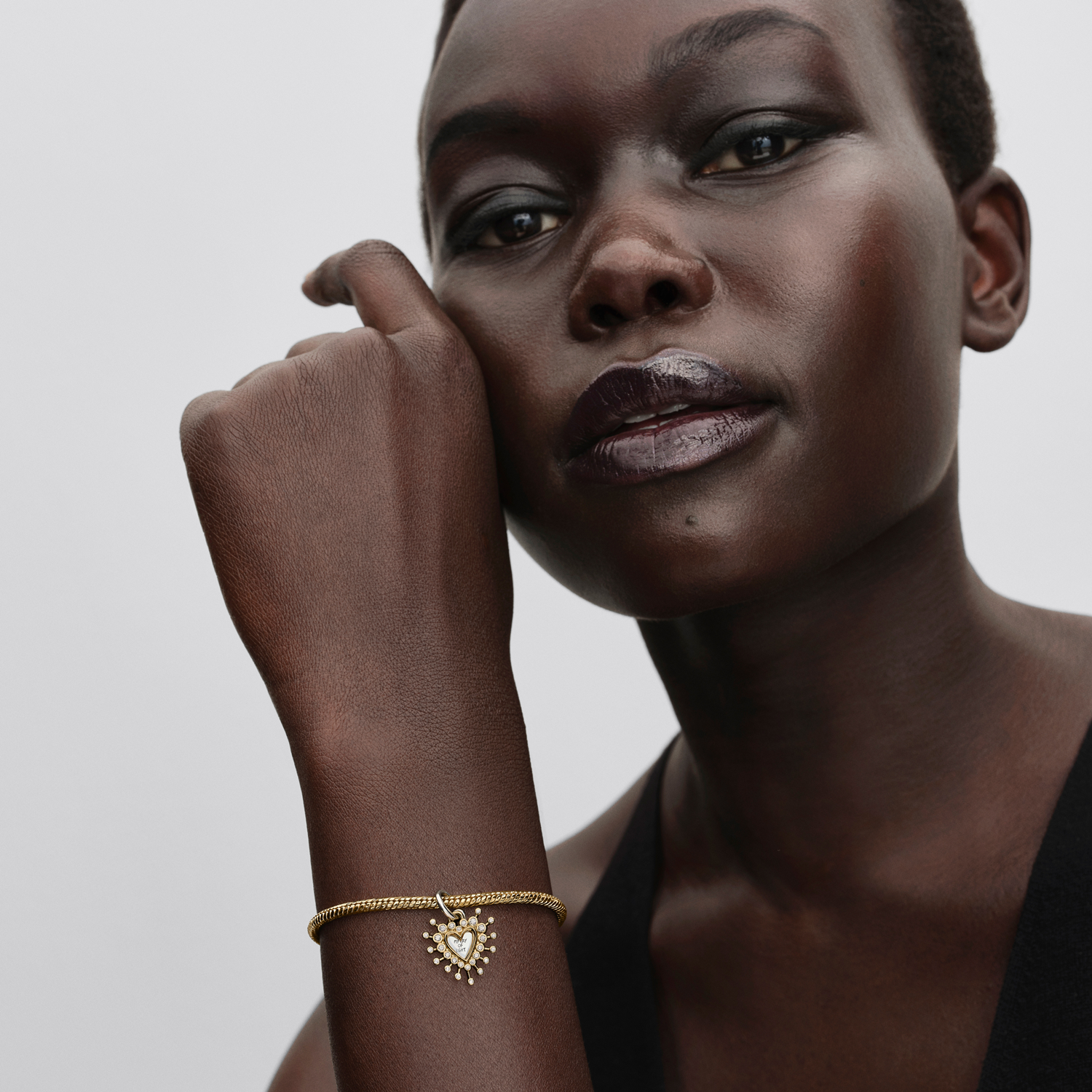 Pandora Moments Gold Plated Radiant Heart Double Dangle Charm 764141C01